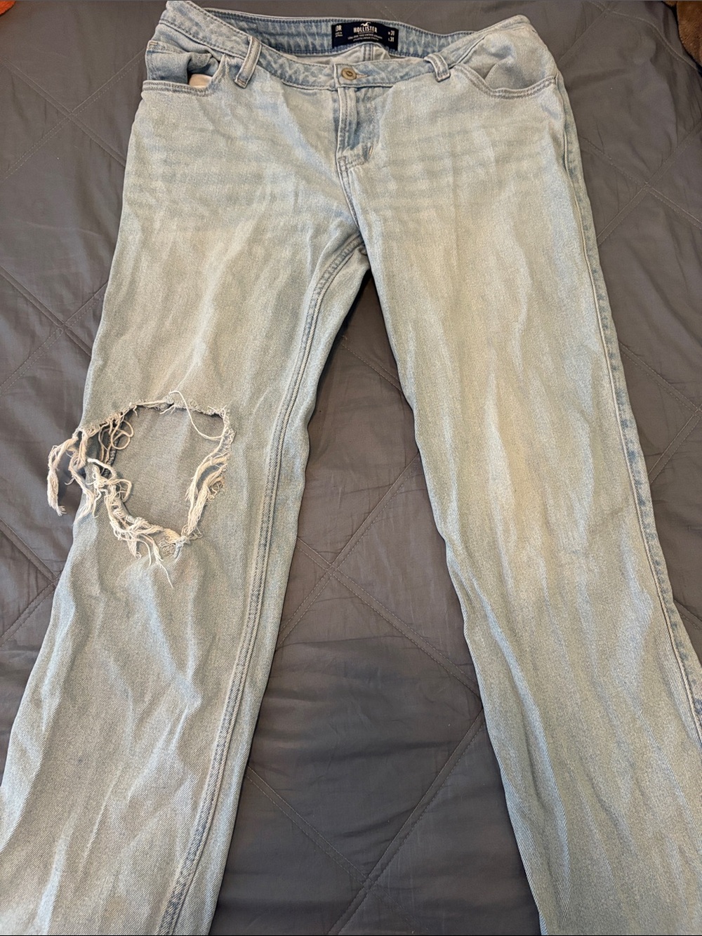 Hollister Light Wash Distressed Jeans with Knee Ripping